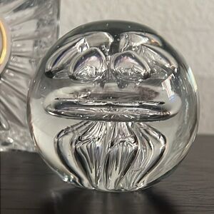 Rare Glass Art Paperweight with Suspended Bubbles